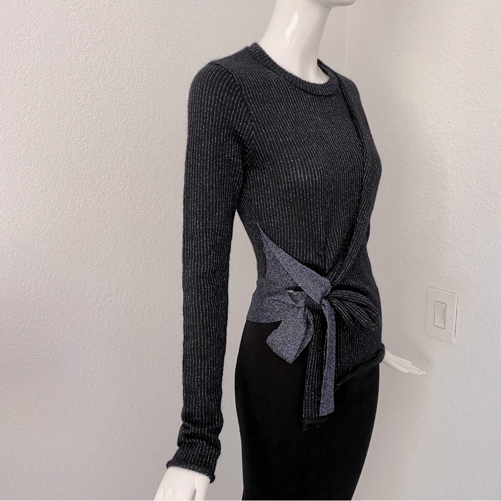 Phillip Lim black metallic twist tie Sweater